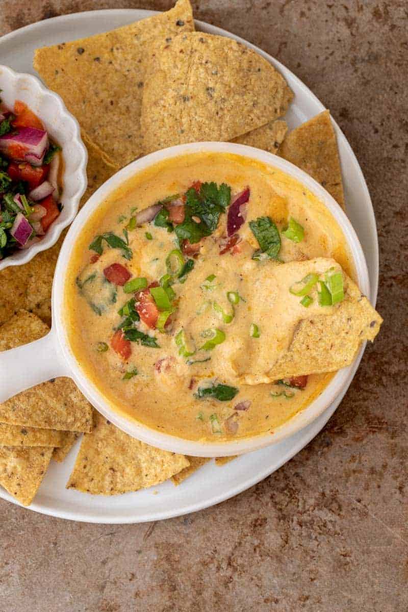 High-Protein Cottage Cheese Queso with Sharp Cheddar and Taco Seasoning